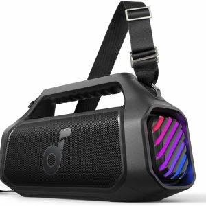 Boxa portabila Anker Soundcore Boom 2 Plus, 140W, BassUp 2.0, IPX7, Lumini RGB, Baterie externa, Bluetooth 5.3, Negru