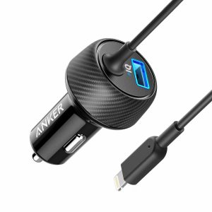 Incarcator auto Anker PowerDrive 2 Elite 1xUSB si conector Lightning Negru