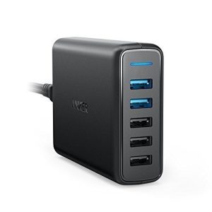 Incarcator de retea Anker PowerPort+ 5 Qualcomm Quick Charge 3.0 63W 5 porturi USB PowerIQ Negru
