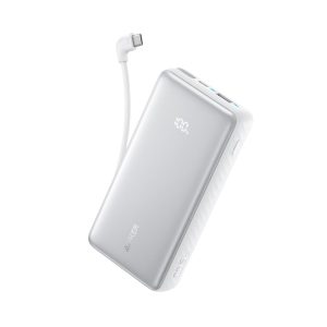 Baterie externa Anker Zolo 10.000 mAh, 22.5W, cablu USB-C inclus, USB-C, USB-A, Alb