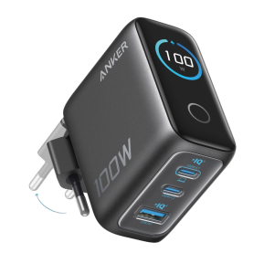 Incarcator retea Anker 100W, 2x USB-C, 1x USB-A, Smart-Display, Gri