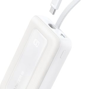 Acumulator extern Anker Zolo 10.000 mAh, 30W, 1x USB-C, 1x USB-A, cablu USB-C incorporat, Alb