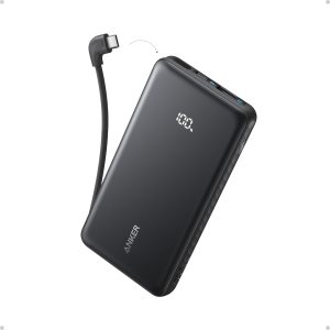 Baterie externa Anker Zolo 10.000 mAh, 22.5W, cu cablu USB-C inclus, Negru