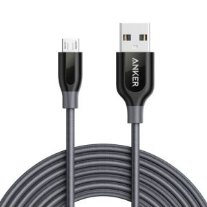 Cablu de date Anker PowerLine+ Nylon, MicroUSB, 1.8 m, Gri