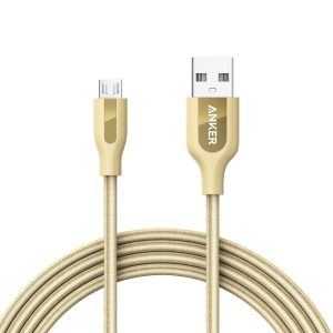Cablu de date Anker Premium PowerLine+ Nylon, MicroUSB, 1.8 m, Auriu