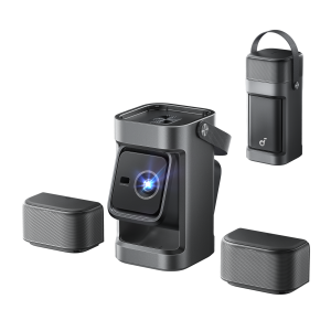 Proiector video Soundcore Nebula P1, GTV, 650 ANSI Lumeni, 1080P, 20W Truly 2.0 Surround Sound, Dolby Audio, Boxe detasabile, Negru