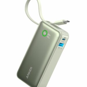 Acumulator extern Anker Nano 545, 10000 mAh, 30W, USB-C, USB-A, cablu USB-C incorporat, Verde