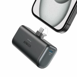 Acumulator extern Anker Nano, conector USB-C incorporat si pliabil, 5000mAh, 22.5W, Negru