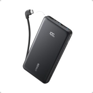 Baterie externa Anker Zolo 10.000 mAh, 22.5W, cu cablu USB-C inclus, Negru