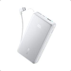 Baterie externa Anker Zolo 20.000 mAh, 22.5W, cablu USB-C inclus, USB-C, USB-A, Alb
