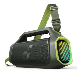 Boxa portabila Anker Soundcore Boom 2 Plus, 140W, BassUp 2.0, IPX7, Lumini RGB, Baterie externa, Bluetooth 6.0, Auracast™, Verde