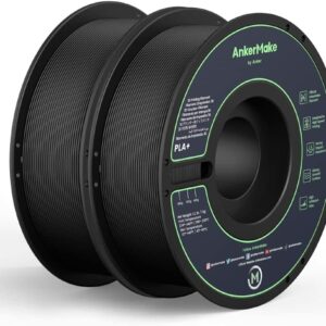 Set de 2x Filament AnkerMake PLA+ pentru imprimanta AnkerMake 3D, 2 kg, proiectat pentru imprimare de mare viteza, Negru